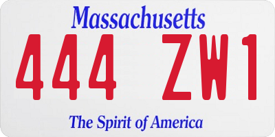 MA license plate 444ZW1