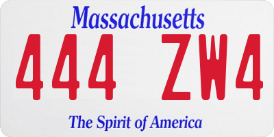 MA license plate 444ZW4