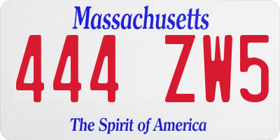 MA license plate 444ZW5