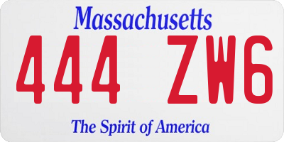 MA license plate 444ZW6