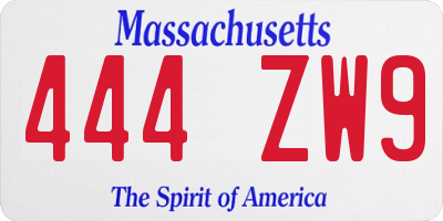 MA license plate 444ZW9