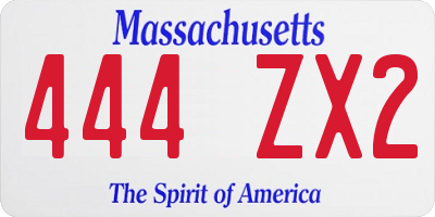 MA license plate 444ZX2