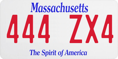 MA license plate 444ZX4