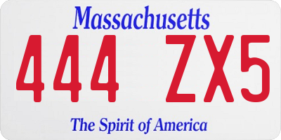 MA license plate 444ZX5