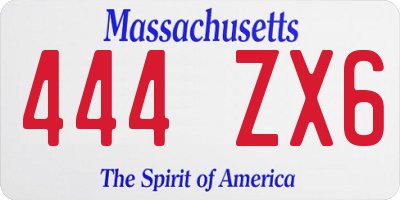 MA license plate 444ZX6