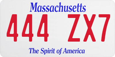 MA license plate 444ZX7