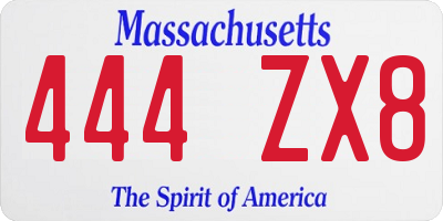 MA license plate 444ZX8