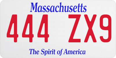 MA license plate 444ZX9