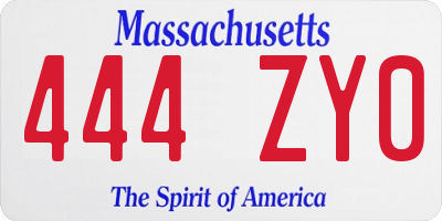 MA license plate 444ZY0