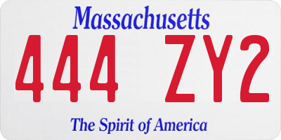 MA license plate 444ZY2