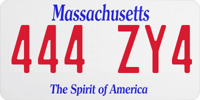 MA license plate 444ZY4
