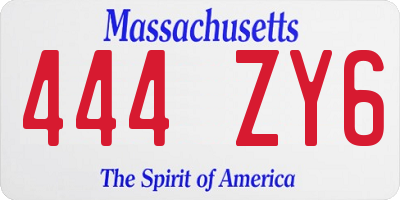 MA license plate 444ZY6