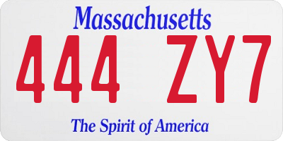 MA license plate 444ZY7