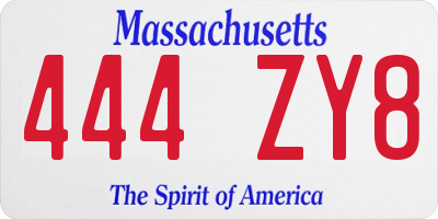 MA license plate 444ZY8