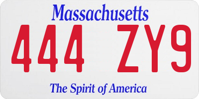 MA license plate 444ZY9