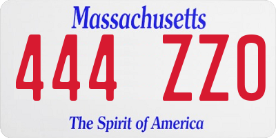 MA license plate 444ZZ0