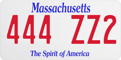 MA license plate 444ZZ2