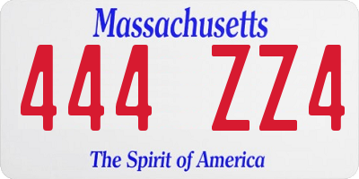 MA license plate 444ZZ4