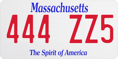 MA license plate 444ZZ5