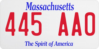 MA license plate 445AA0