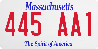 MA license plate 445AA1