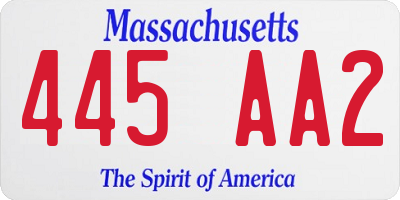 MA license plate 445AA2