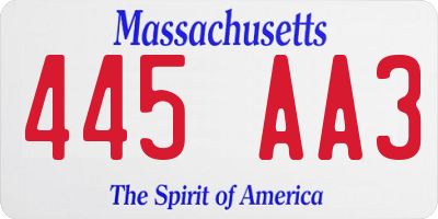 MA license plate 445AA3