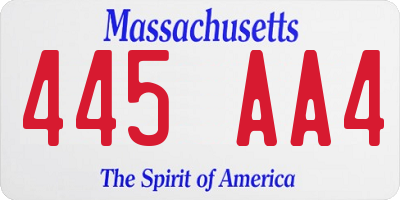 MA license plate 445AA4