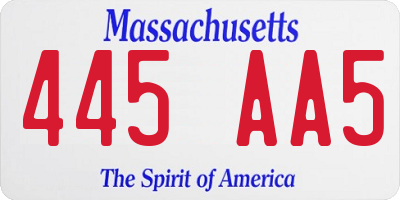 MA license plate 445AA5