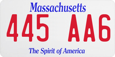 MA license plate 445AA6