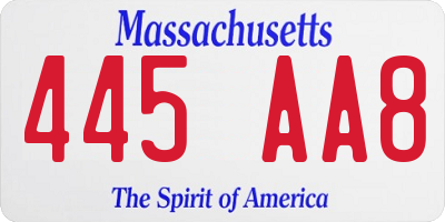 MA license plate 445AA8
