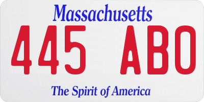 MA license plate 445AB0