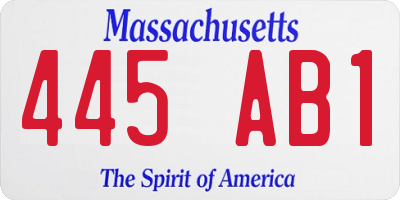 MA license plate 445AB1