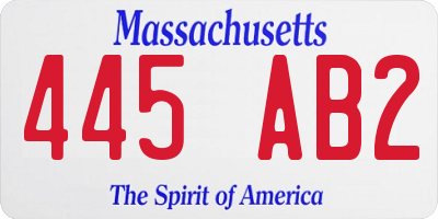 MA license plate 445AB2