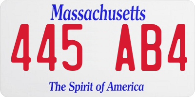 MA license plate 445AB4