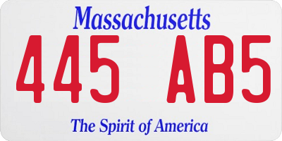 MA license plate 445AB5
