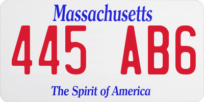 MA license plate 445AB6