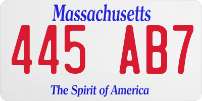 MA license plate 445AB7