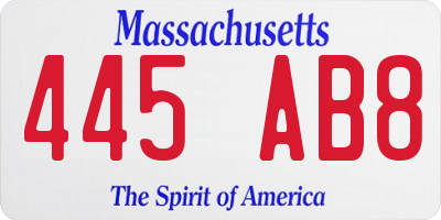 MA license plate 445AB8