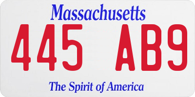 MA license plate 445AB9