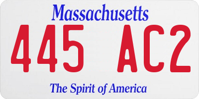 MA license plate 445AC2