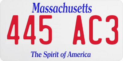 MA license plate 445AC3