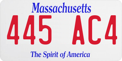 MA license plate 445AC4