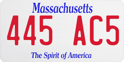 MA license plate 445AC5