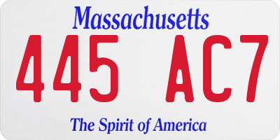 MA license plate 445AC7
