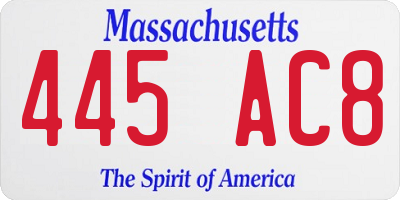 MA license plate 445AC8