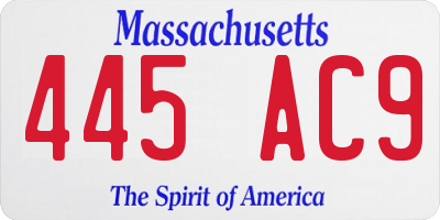 MA license plate 445AC9