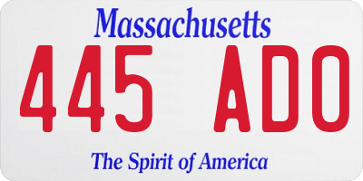 MA license plate 445AD0