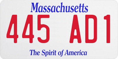 MA license plate 445AD1