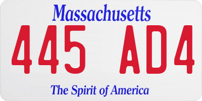 MA license plate 445AD4